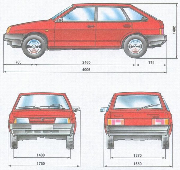 статья про габаритные размеры, технические характеристики автомобиля ваз 2109