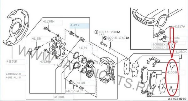 Установка возвратных (разводных) пружин колодок для Nissan Almera N16