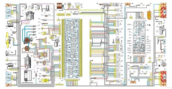 Электросхема габаритов ваз 2114